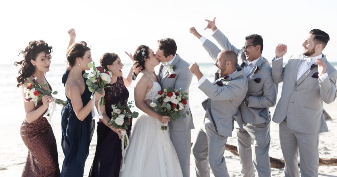 Wedding Flowers And Kiss