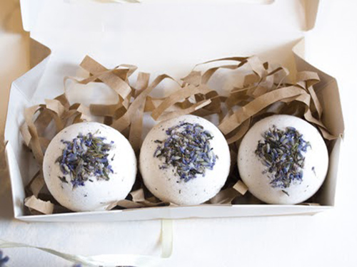 White, floral bath bombs.