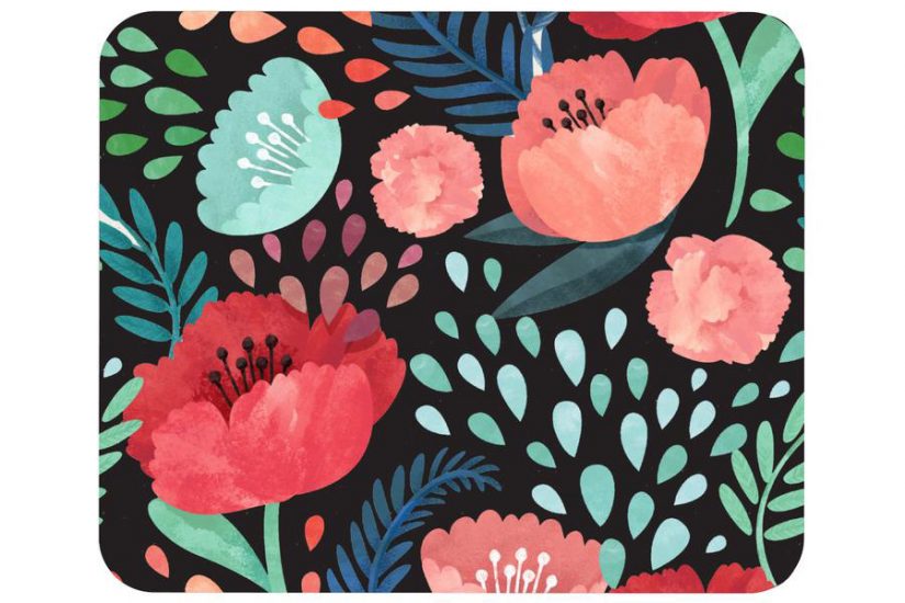 Floral themed mouse pad