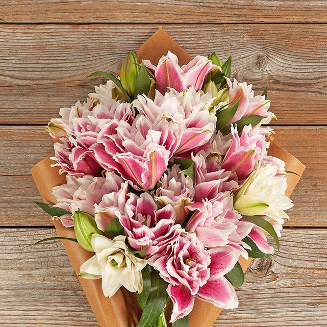 White and Pink Rose Lily Flowers The Bouqs Co.