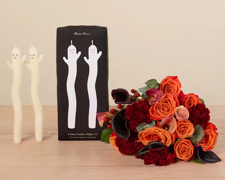 orchard bouq with ghost candles