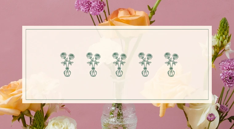 A background image of colorful flowers with the headline "The Fun Size" overlaid on top with an illustration of five small-sized arrangements.