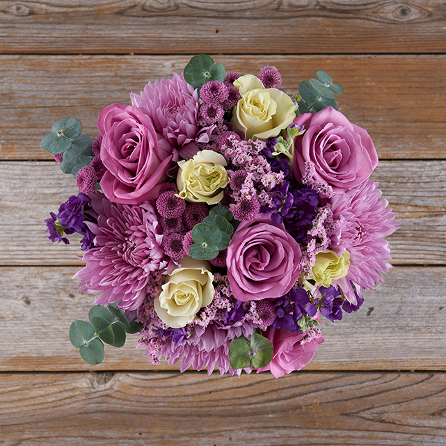 Lavender and Ivory Rose Bouquet with Pink Mums - The Bouqs Co.