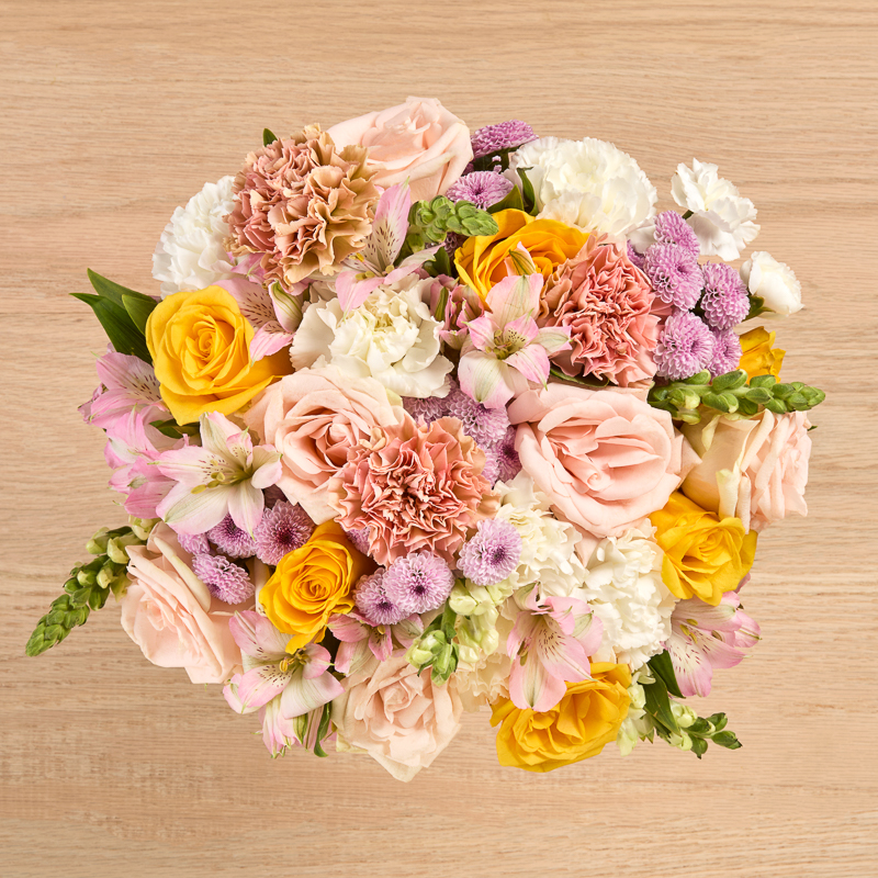Peach and Yellow Rose Bouquet with Carnations, Alstromeria and Snapdragons