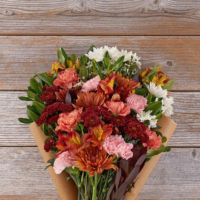 Pink and Orange Carnations with White Aster - The Bouqs Co.