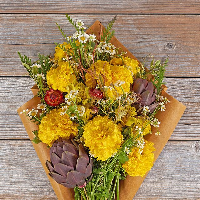 Marigold, Alstroemeria, and Straw Flower Bouquet The Bouqs Co.