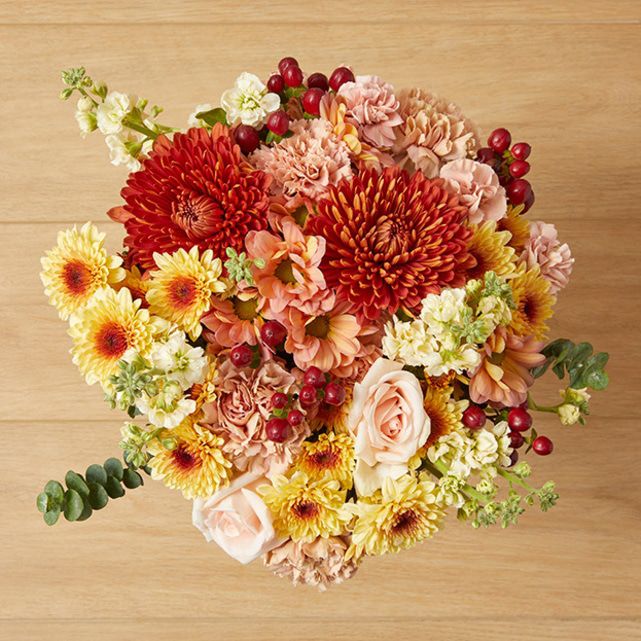 White, Orange and Pink Roses With Greenery - The Bouqs Co.