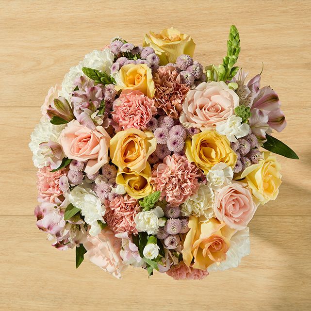 Peach and Yellow Rose Bouquet with Carnations, Alstromeria and Snapdragons 4