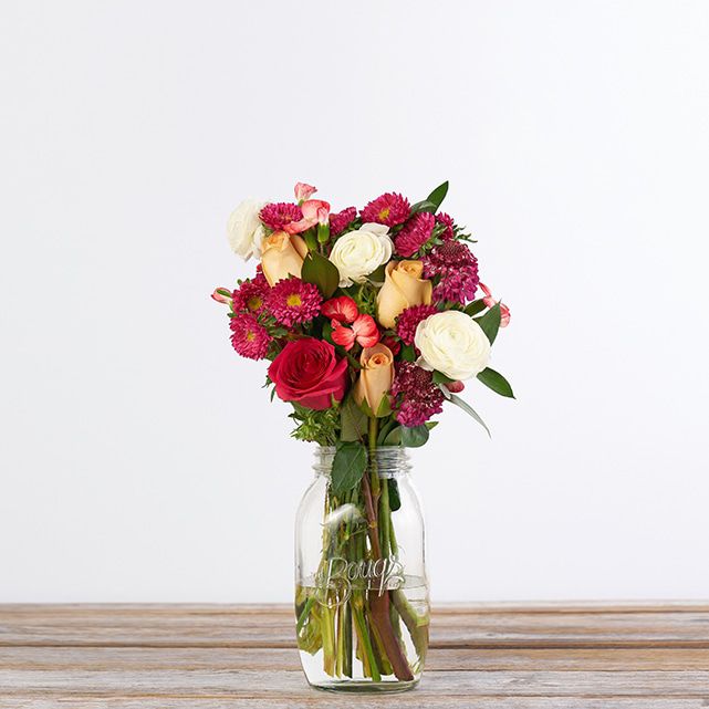 A Bouquet of Pink Roses and Asters - The Bouqs Co.