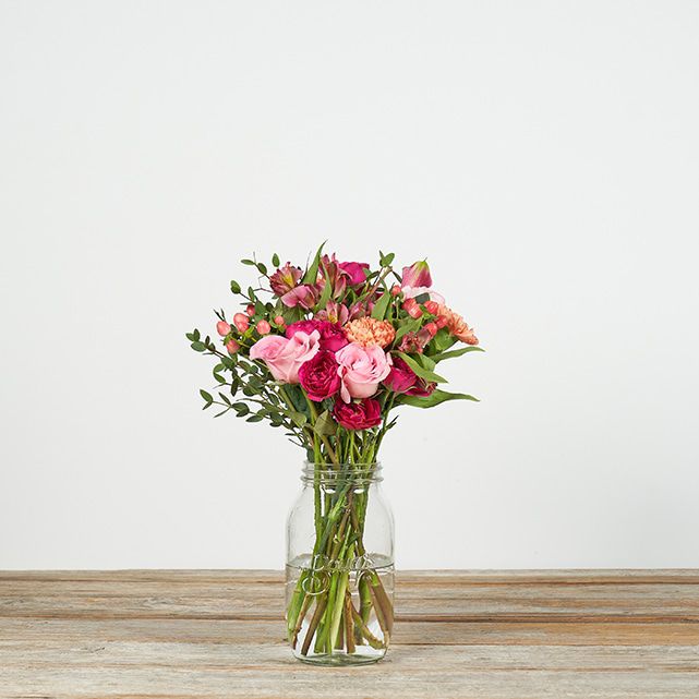 Collection of Pink Roses with Orange Carnations - The Bouqs Co.