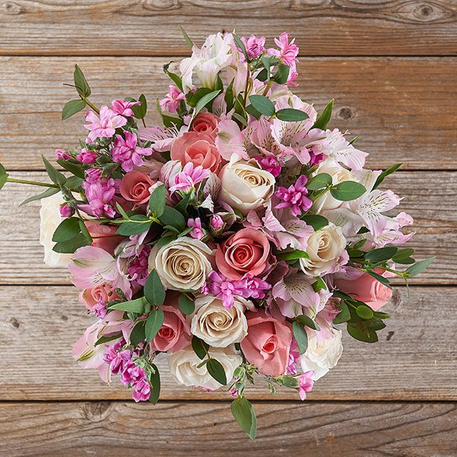 Pink and White Roses with Solomio Flowers - The Bouqs Co.