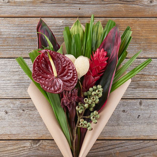 Red Anthurium, Loofah and Ginger Bouquet The Bouqs Co.