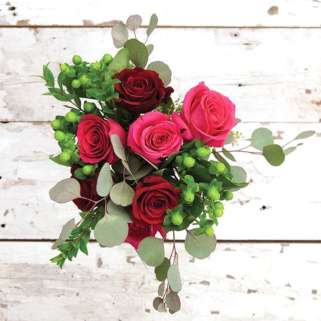 Red & Pink Rose Flower Arrangement The Bouqs Co.