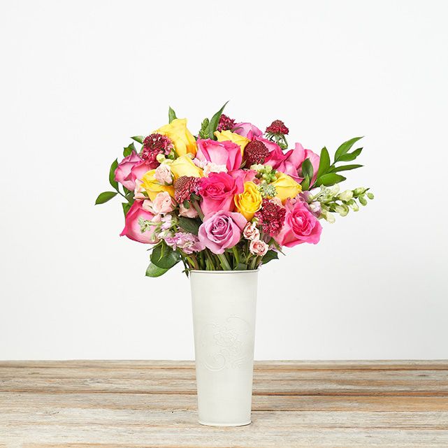 Lavender, Yellow, and Pink Rose Bouquet The Bouqs Co.