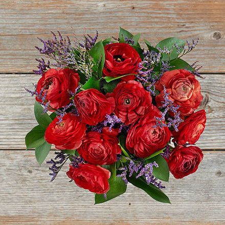 Red Ranunculus with Limonium Bouquet