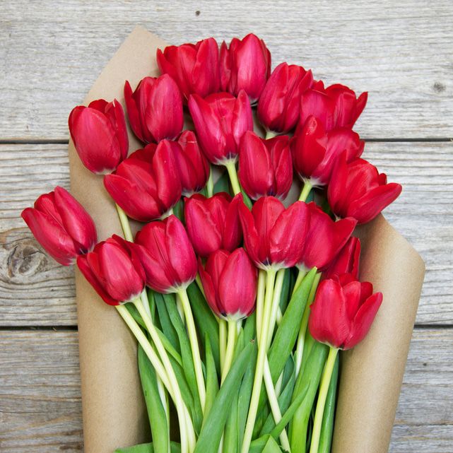 Bright Red Tulip Flower Arrangement The Bouqs Co.