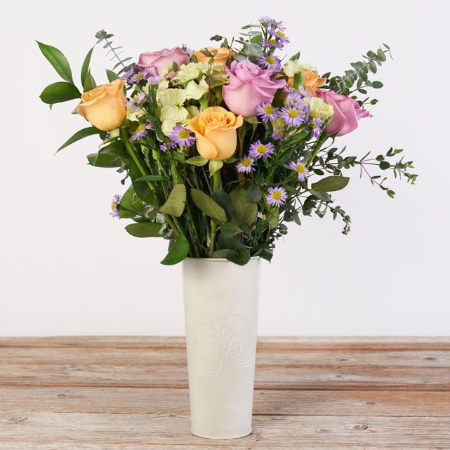 Purple and Orange Roses with Yellow Solomio The Bouqs Co.