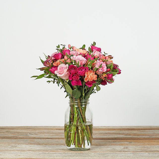 Collection of Pink Roses with Orange Carnations - The Bouqs Co.