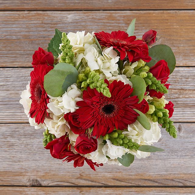 Red Roses and Daisies with White Hydrangeas The Bouqs Co.