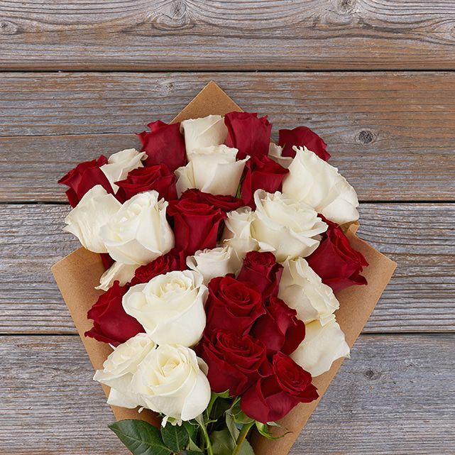 Elegant White and Red Rose Bouquet The Bouqs Co.