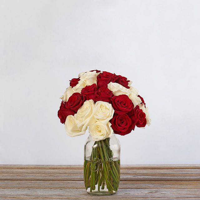 Elegant White and Red Rose Bouquet The Bouqs Co.