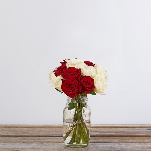Elegant White and Red Rose Bouquet The Bouqs Co.